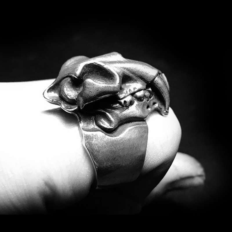 Prehistoric beasts Sabertooth tiger Ring 925 Sterling silver Smilodon rings SSJ170