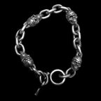 Skull bracelet 925 Sterling Silver Rock skull bracelets SSB66