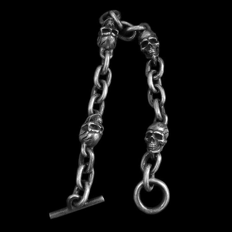Skull bracelet 925 Sterling Silver Rock skull bracelets SSB66