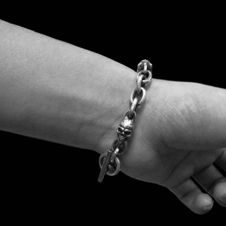 Skull bracelet 925 Sterling Silver Rock skull bracelets SSB66