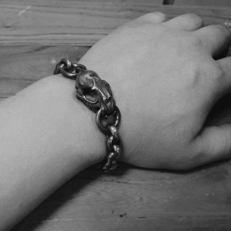 Saber-toothed tiger bracelet 925 Sterling Silver Sabertooth tiger skull bracelets SSB67