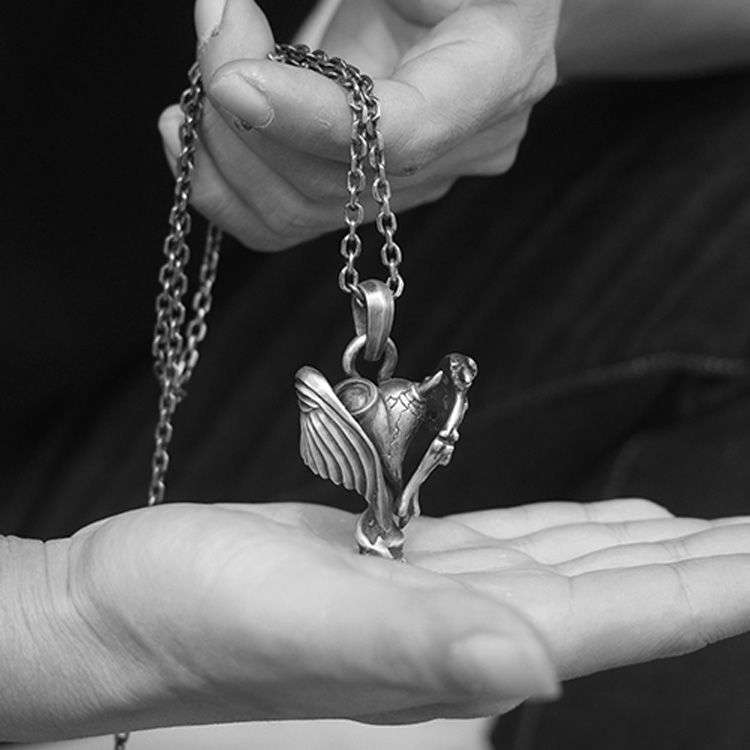 Angel necklace pendant Sterling Silver Angels vs Devils pendant