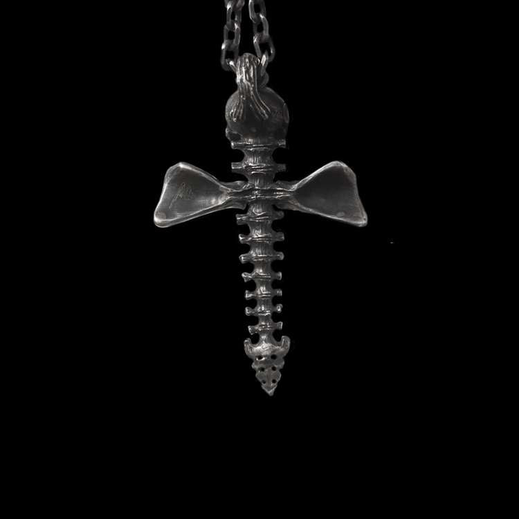 Skull Silver Cross pendant 925 Sterling Silver skull skeleton Necklace