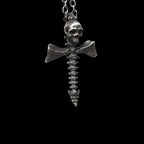 Skull Silver Cross pendant 925 Sterling Silver skull skeleton Necklace
