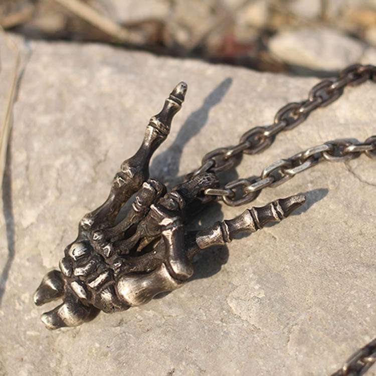 Hand bone pendant 925 Sterling Silver ILY sign skull Necklace pendants SSP123