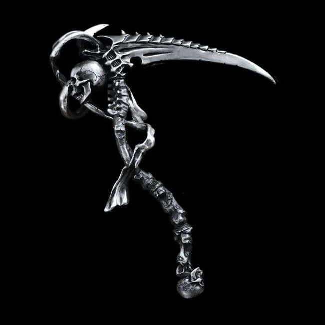 Reapers Scythe pendant 925 Sterling skull Scythe Necklace pendants SSP124 Hover Image