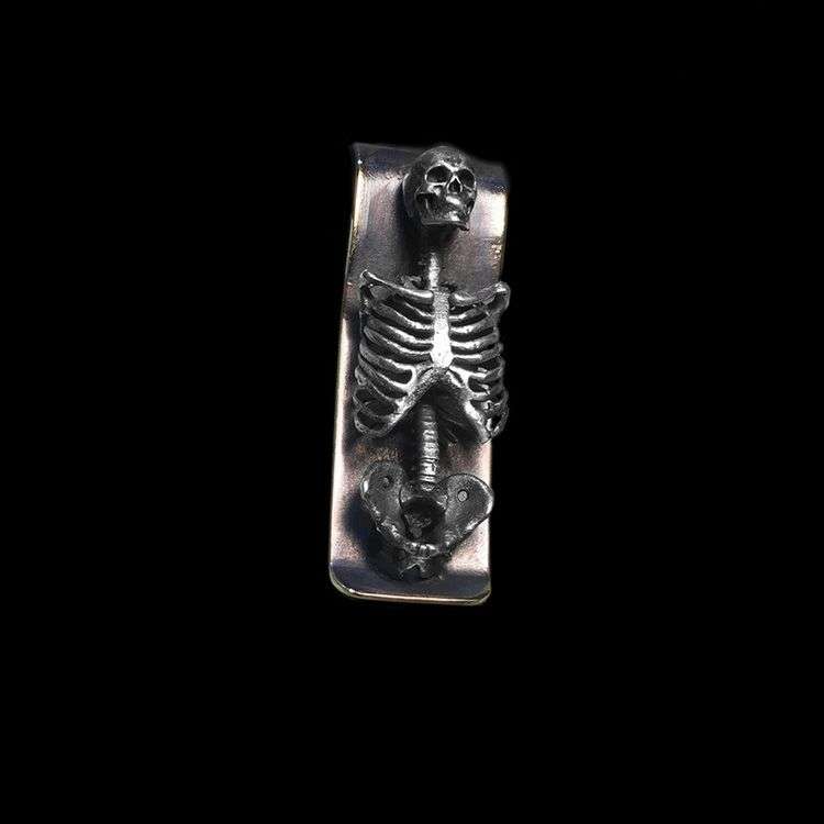 Human skeleton money clip 925 Sterling Silver skull money clip