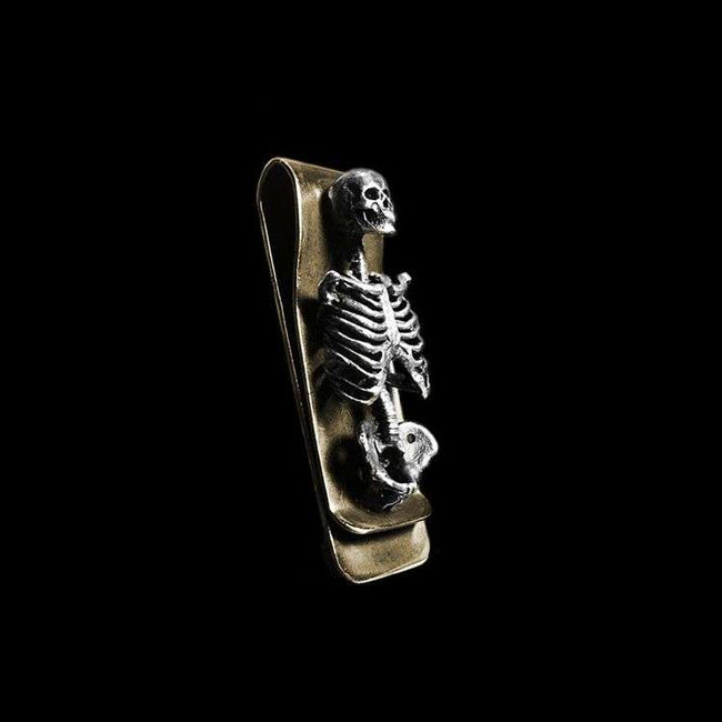 Human skeleton money clip 925 Sterling Silver skull money clip Main Image