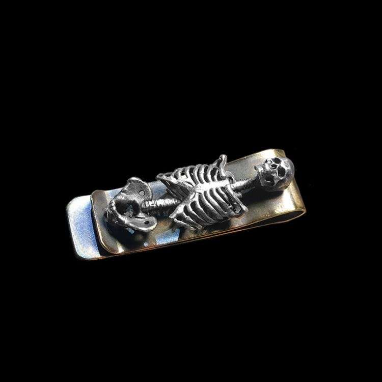 Human skeleton money clip 925 Sterling Silver skull money clip