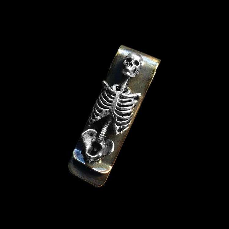 Human skeleton money clip 925 Sterling Silver skull money clip