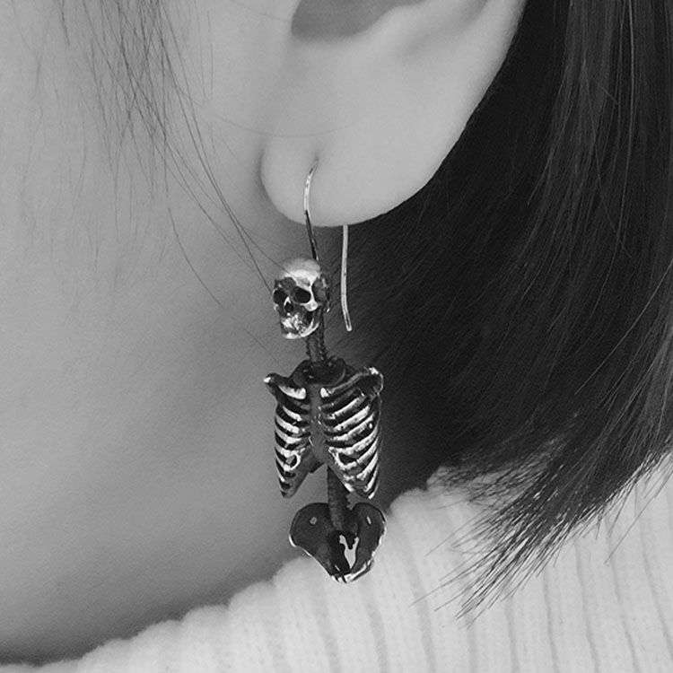Sterling silver skeleton earrings for men and women