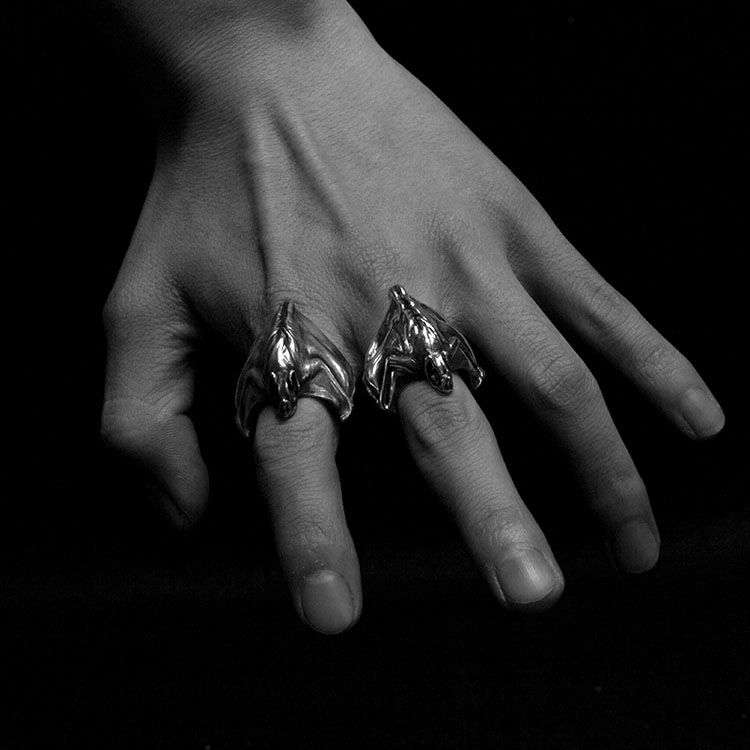 Black bat ring 925 Sterling silver Original handmade bat rings