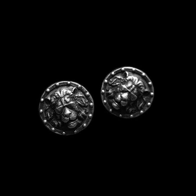 Lion shield stud earrings 925 Silver Lion earrings Hover Image