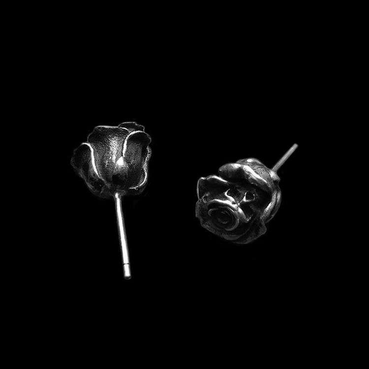 Death rose stud earrings 925 Sterling Silver rose earrings
