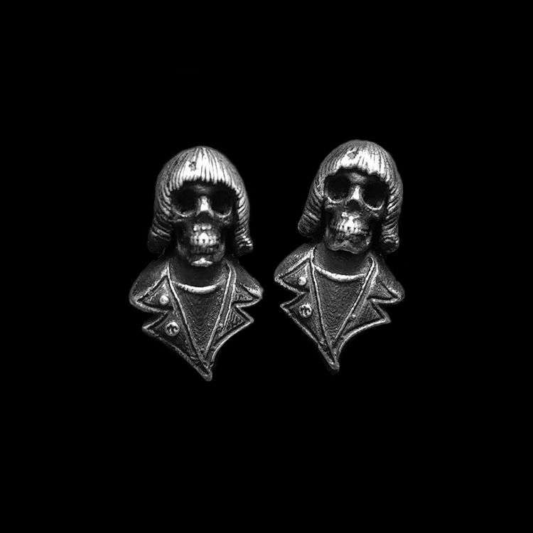 Beatles Punk Skull Earbob | Handmade Silver Men's Ear Jewelry