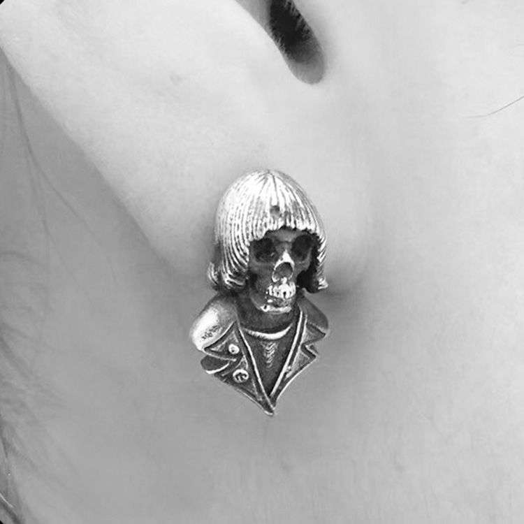 Beatles Punk Skull Earbob | Handmade Silver Men's Ear Jewelry