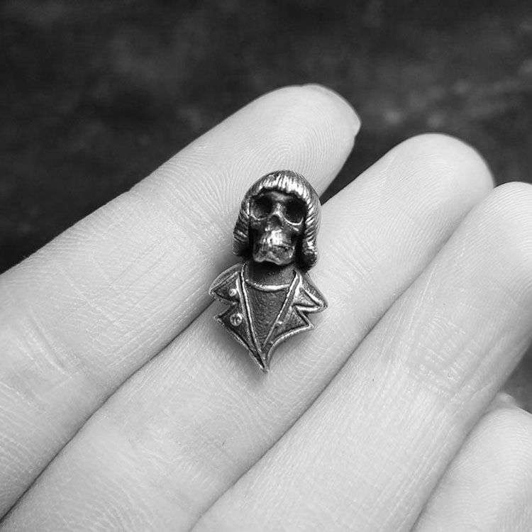 Beatles Punk Skull Earbob | Handmade Silver Men's Ear Jewelry