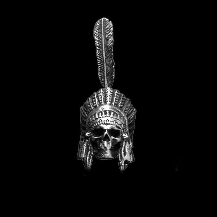 Skull Indian chief earbob 925 sterling silver skull Indian chief earring FCS20