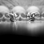 Goats angle skull stud earrings 925 silver goats angle skull earrings