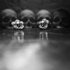 Poppy flower skull ear nail 925 sterling silver Poppy flower skull earring FCS23