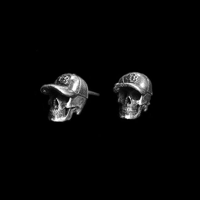 Tennis prince skull stud earrings 925 silver tennis prince earrings Hover Image