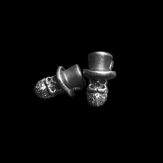 Formal hat skull stud earrings 925 sterling silver gentleman earrings Main Image