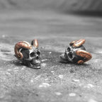Evil satan skull stud earrings 925 sterling silver Devil skull earrings