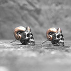 Evil satan skull stud earrings 925 sterling silver Devil skull earrings