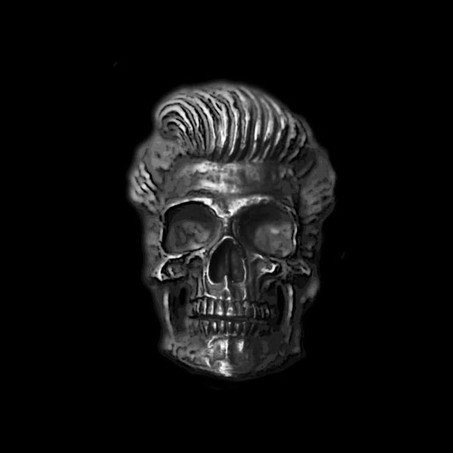 Elvis Head Skull Ring - Heavy 925 Silver Collector's Rock n' Roll Artifact Hover Image