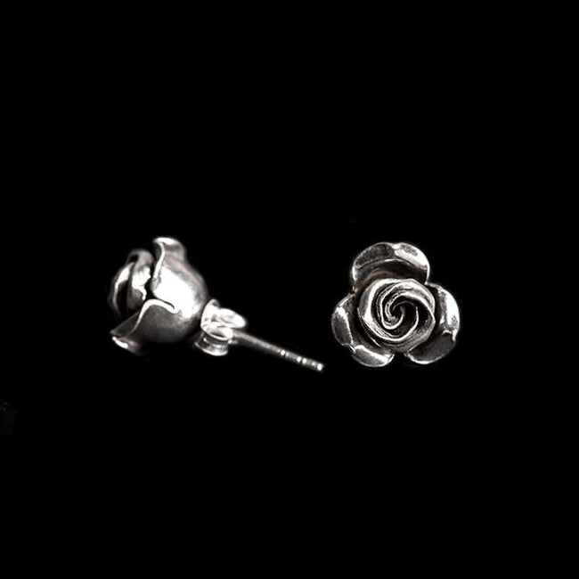 Rose ear nail 925 sterling silver Rose Earrings  Hover Image