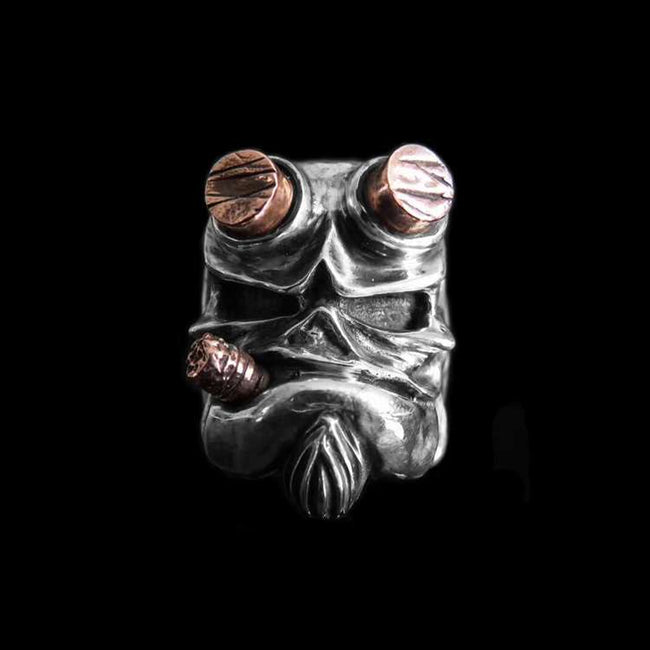 Hells Baron skull ring 925 Sterling silver original handmade Hellboy rings SSJ188 Hover Image
