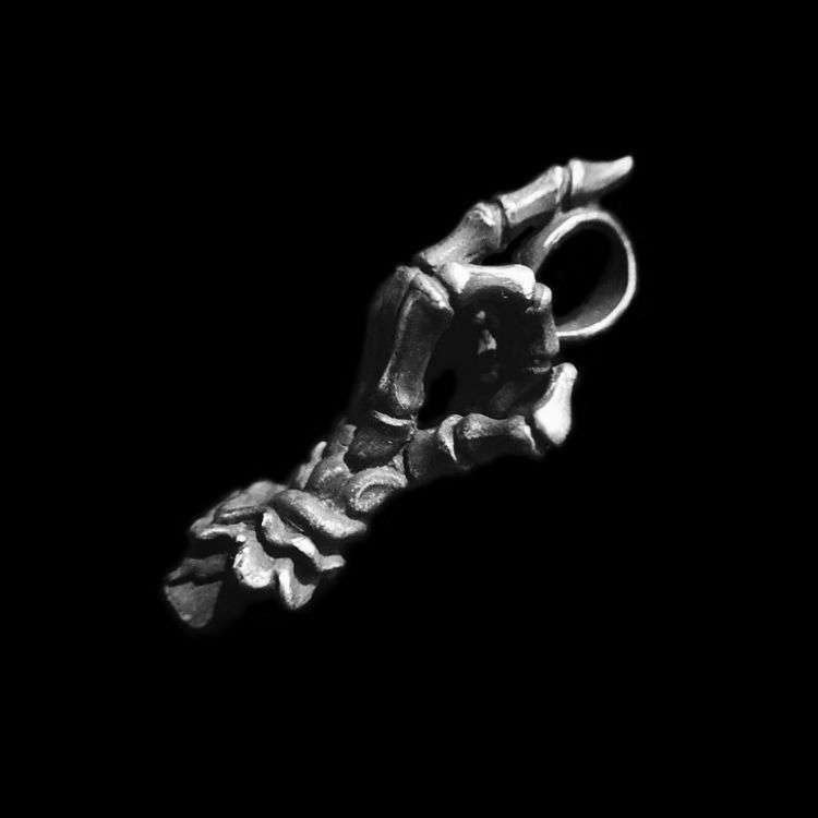FUCK bones hand pendant 925 silver middle finger skull pendants SSP132