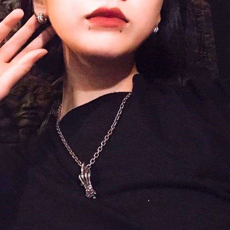 FUCK bones hand pendant 925 silver middle finger skull pendants SSP132