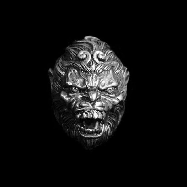 Roar Monkey King Ring 925 Silver Monkey ring Hover Image