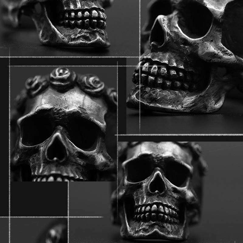 Rose skull ring 925 Silver Garland skull rings SSJ206