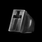 Carved Cross Ring - Heavy 925 Sterling Silver Gothic Gift for Men