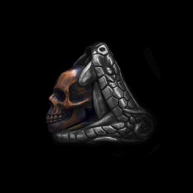 Poison Black Mamba ring 925 Silver Viper skull rings SSJ215 Hover Image
