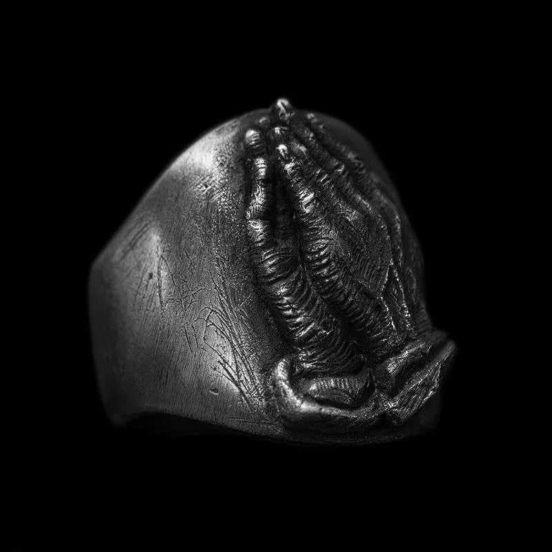 Pray ring 925 Silver hand of prayer rings SSJ219
