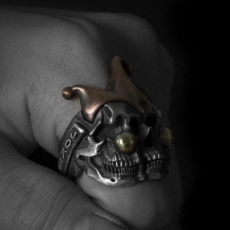 Joker three heads skull ring 925 Silver Joker skull rings SSJ224