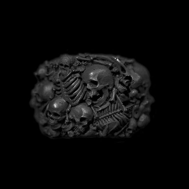 Nothingness cross skull ring 925 Silver skull skeleton rings SSJ225 Hover Image
