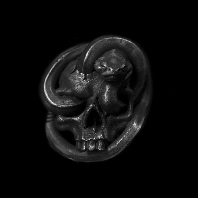 The Allure of snake winding skull rings with snake ring Main Image