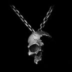 Half face skull pendant 925 silver Damaged skull pendants SSP144