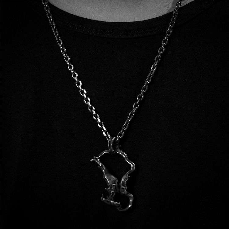 Skull Kiss Pendant - 925 Sterling Silver Love Jewelry | Gothic Romance Gift