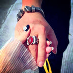 Gents Ruby Ring Give it to your lover Mens silver ruby wedding ring 