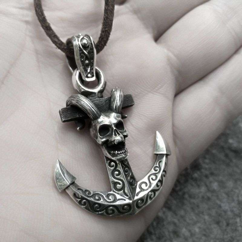 Ships anchor skull pendant 925 silver ships anchor pendants SSP152