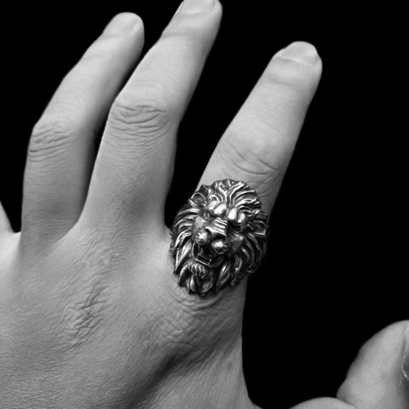 Male lion ring 925 silver King of Grassland lion ring SSJ238