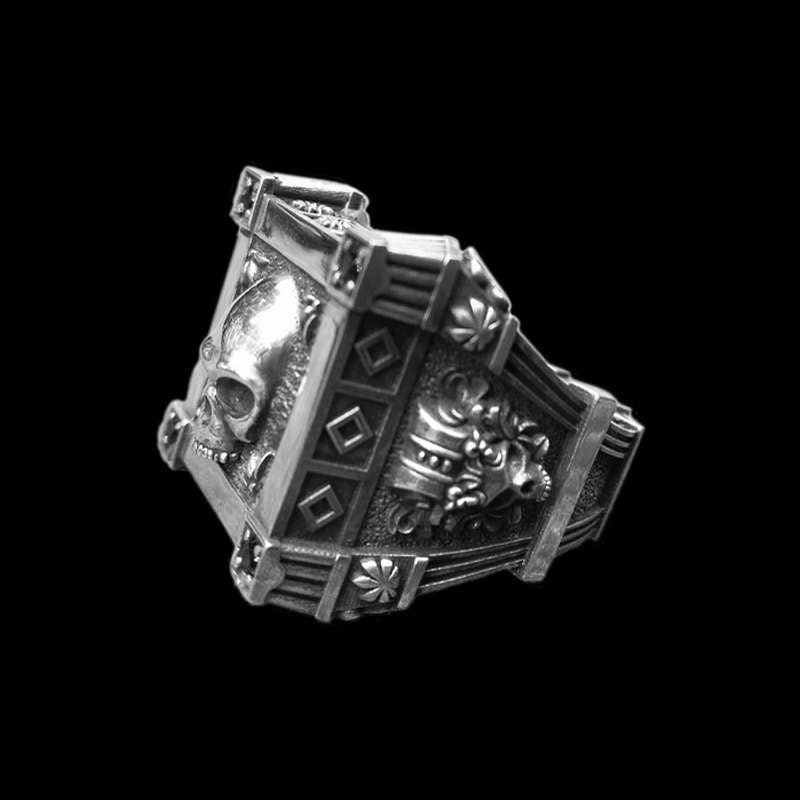 Gothic skull ring 925 silver seal skull ring SSJ241