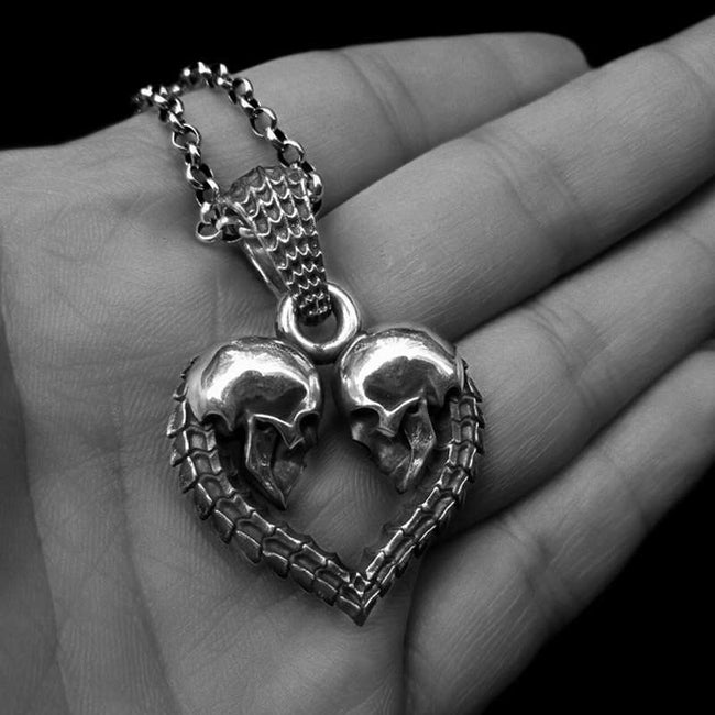 Gothic skull love pendant 925 silver love skull pendant SSP154 Main Image