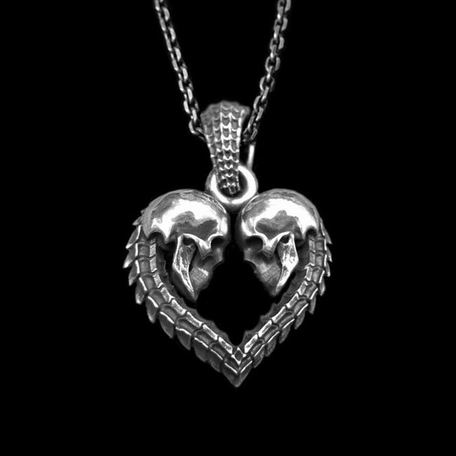 Gothic skull love pendant 925 silver love skull pendant SSP154 Hover Image