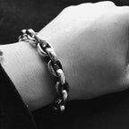 Rounded bracelet 925 silver U Buckle mens silver bracelets SSB84